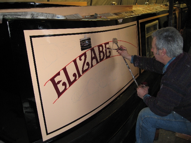 Russ starts on the signwriting - and Elizabeth Jane starts to look whole again!